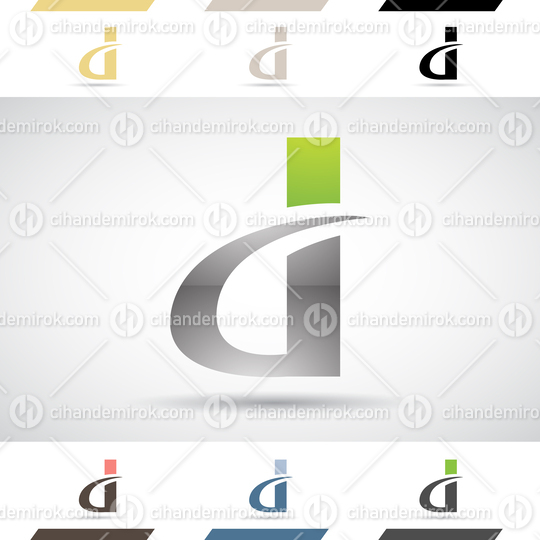 Green and Grey Glossy Abstract Logo Icon of Round Spiky Letter D