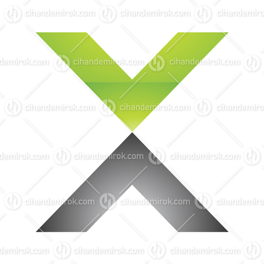 Green and Grey Glossy Letter X Logo Icon - Bundle No: 082