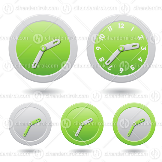 Green and Grey Modern Analogue Clocks