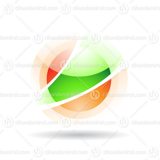 Green and Orange Abstract Orbit Like Sphere Logo Icon
