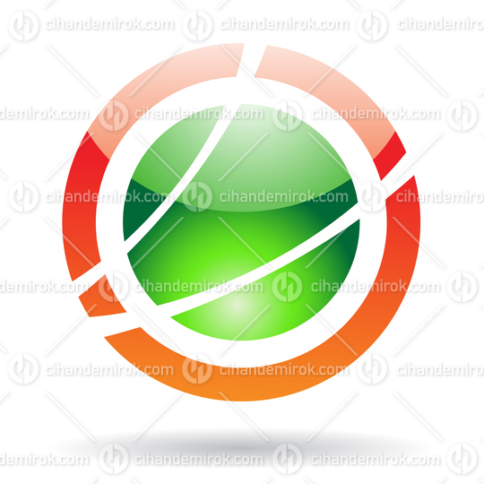 Green and Orange Glossy Orbit Like Abstract Logo Icon