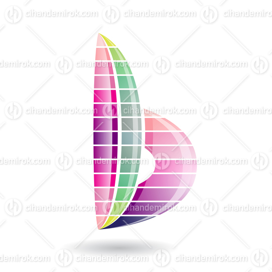 Green and Pink Abstract Striped Skyscraper Shaped Letter B Icon