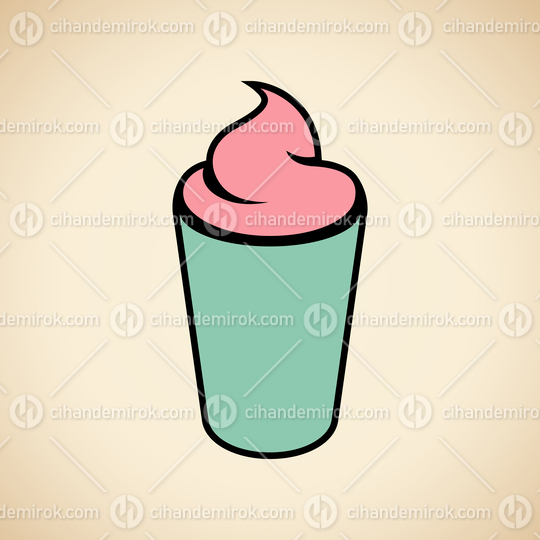 Green and Pink Milkshake Icon isolated on a Beige Background