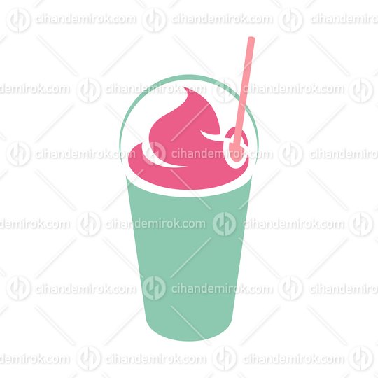 Green and Pink Milkshake with a Lid and Straw Icon on a White Background