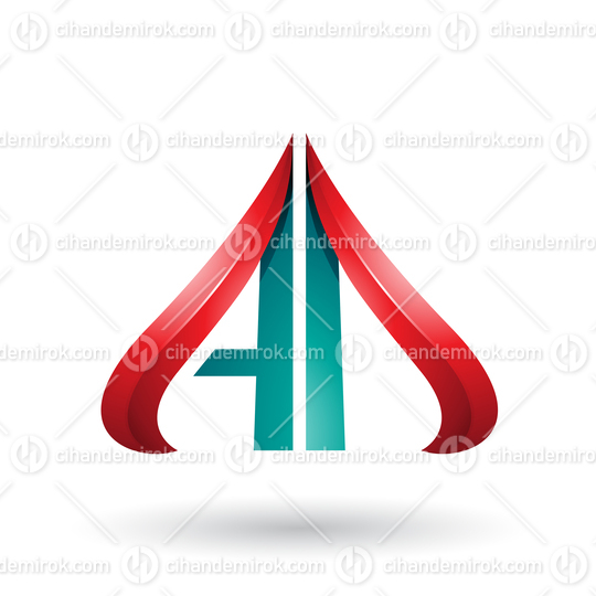 Green and Red Embossed Arrow-like Letters A and D
