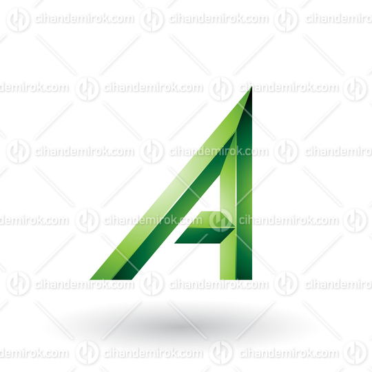 Green Bold and Curvy Geometrical Letter A Vector Illustration