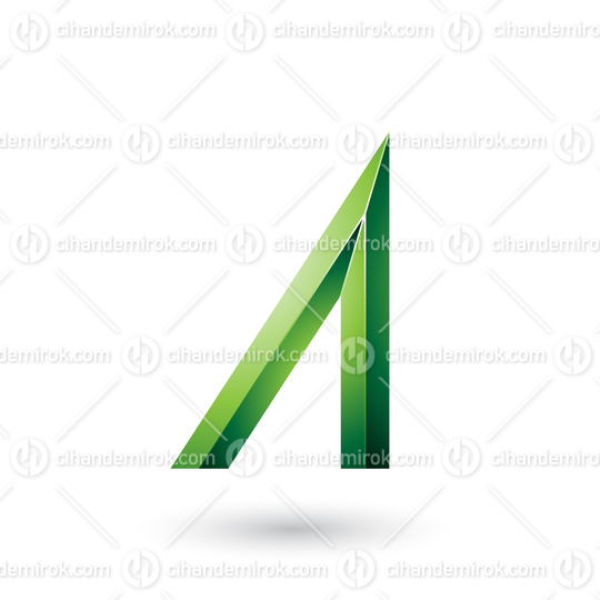 Green Geometrical Glossy Letter A Vector Illustration