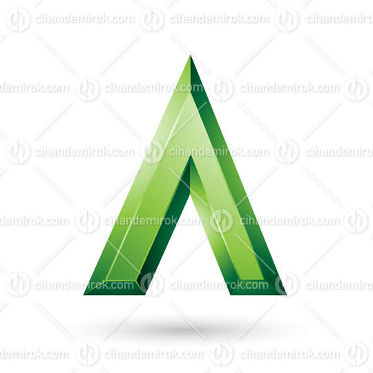 Green Glossy Geometrical Letter A Vector Illustration
