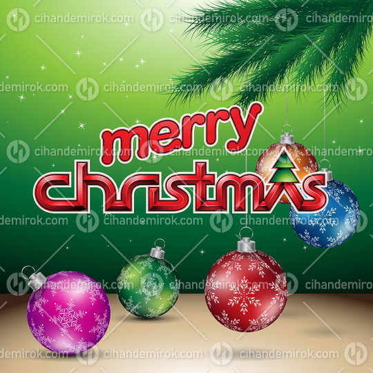 Green Glossy Merry Christmas Background Vector Illustration