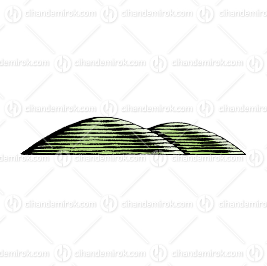 Green Hills, Scratchboard Engraved Vector