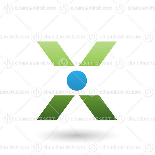 Green Icon of Letter X with a Circle Vector Illustration