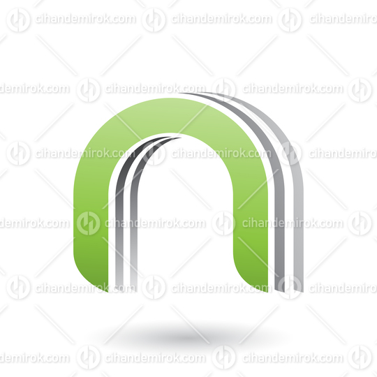 Green Layered Icon for Letter N Vector Illustration