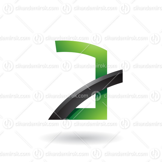 Green Letter A with Black Glossy Stick Vector Illustration