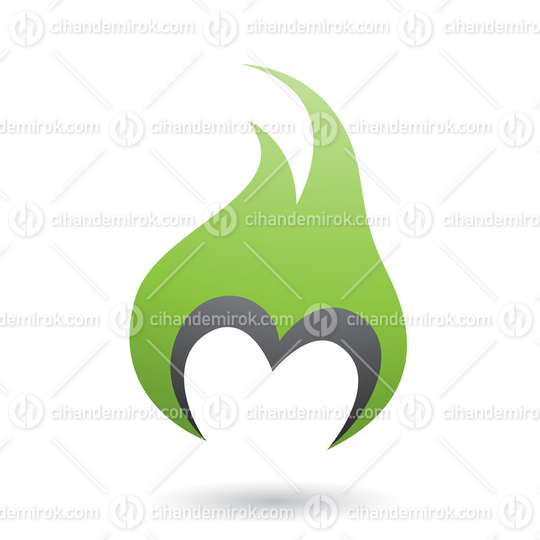 Green Letter M Shaped Fire Icon Vector Illustration