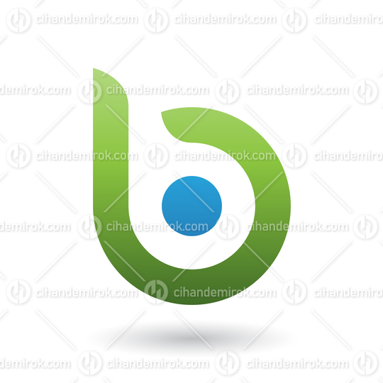 Green Round Bold Icon for Letter B Vector Illustration