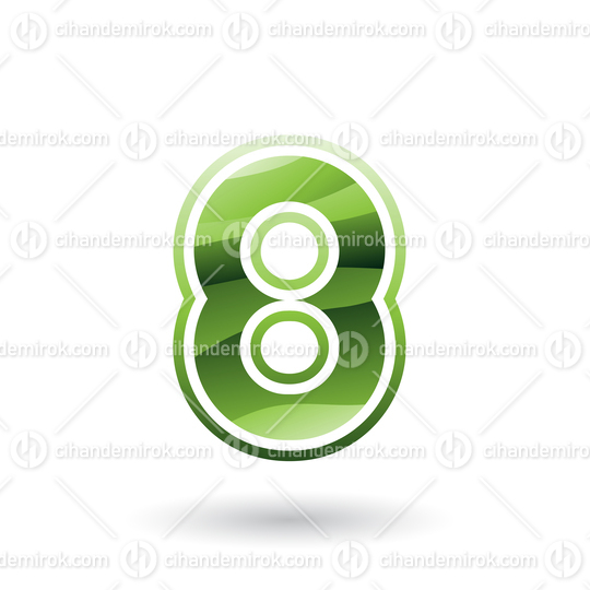 Green Round Striped Icon for Number 8 Vector Illustration