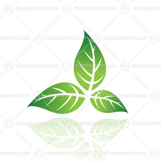 Green Tobacco Leaves Icon with Reflection