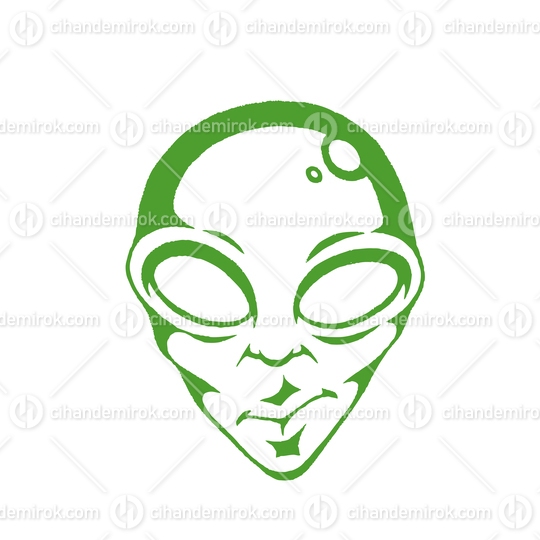 Green Vectorized Ink Sketch of Alien Face Illustration