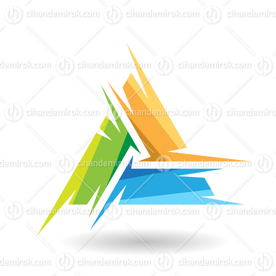 Green Yellow and Blue Shaded Rough Triangle Design for Letter A
