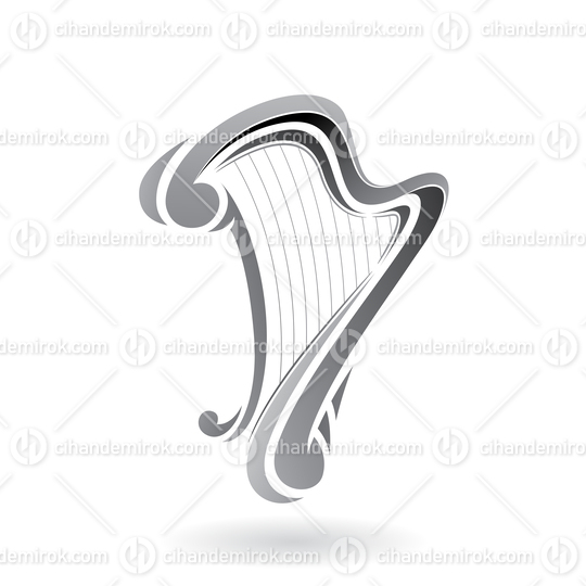 Grey Abstract Curvy Harp Icon