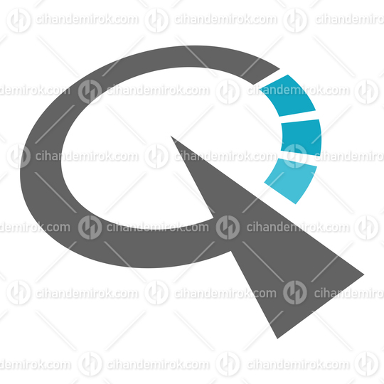Grey and Blue Abstract Clock Shaped Letter Q Logo Icon - Bundle No: 067