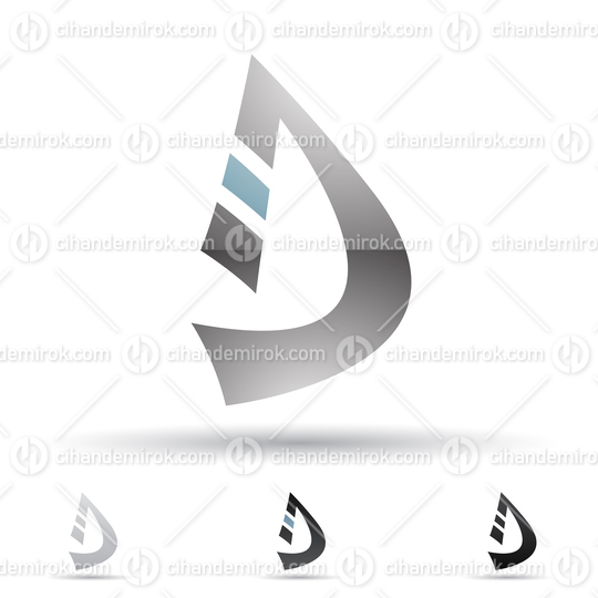 Grey and Blue Glossy Abstract Logo Icon of Curved Letter D