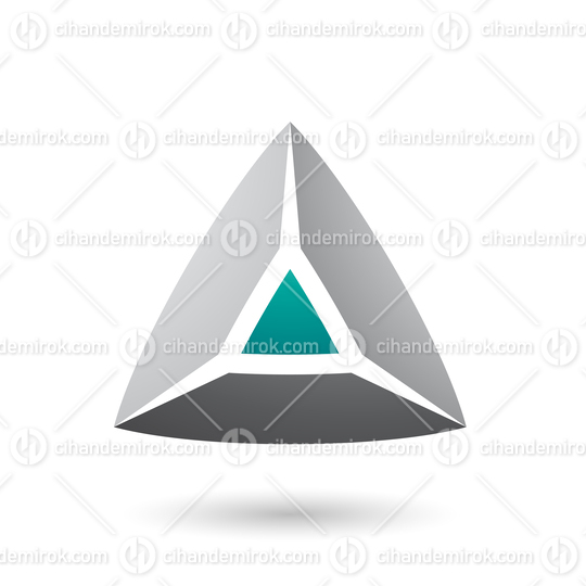 Grey and Green 3d Pyramidical Shape Vector Illustration