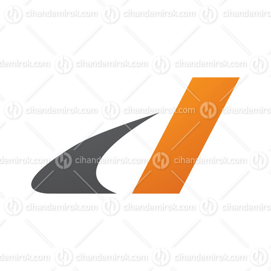 Grey and Orange Italic Swooshy Letter D Icon