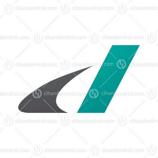 Grey and Persian Green Italic Swooshy Letter D Icon