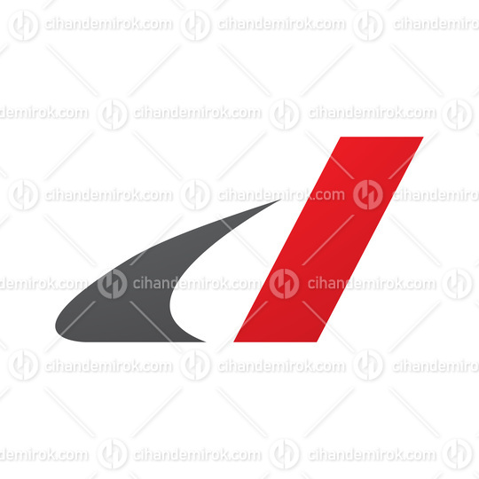 Grey and Red Italic Swooshy Letter D Icon