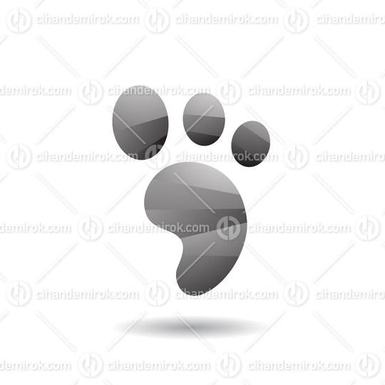 Grey Cartoon Footprint Icon with a Shadow