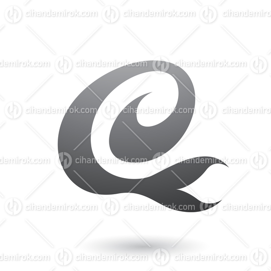 Grey Curvy Fun Letter E Vector Illustration