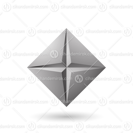 Grey Diamond Icon with a Star Shape Vector Illustration