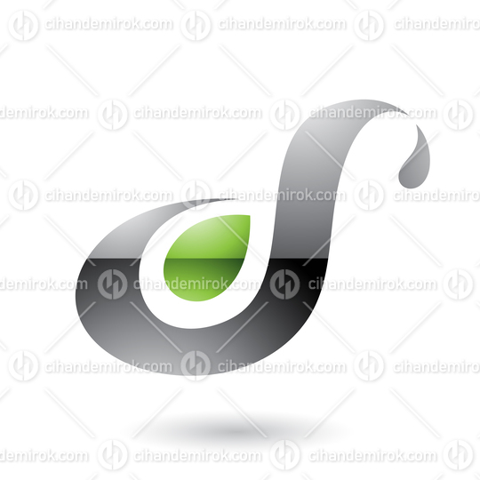 Grey Glossy Curvy Fun Letter D or S Vector Illustration