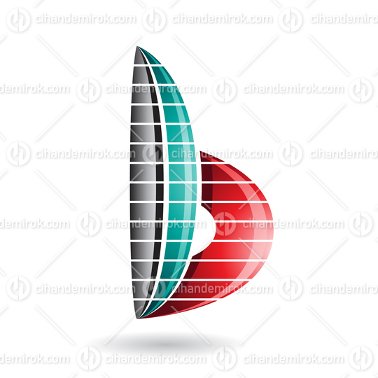 Grey Green and Red Abstract Striped Skyscraper Shaped Letter B Icon