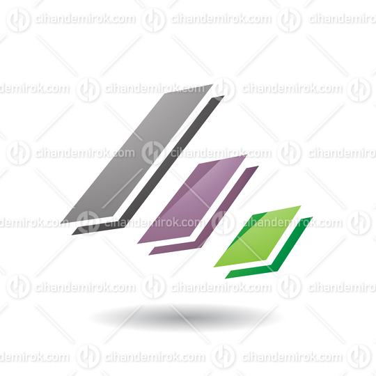 Grey Purple and Green Layered Diagonal Bars Icon
