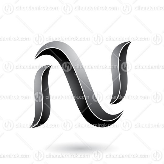 Grey Striped Snake Shaped Letter N Vector Illustration