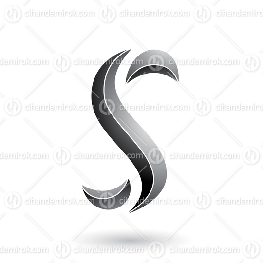 Grey Striped Snake Shaped Letter S Vector Illustration