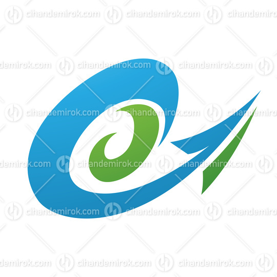 Hurricane Shaped Arrow in Blue and Green Colors
