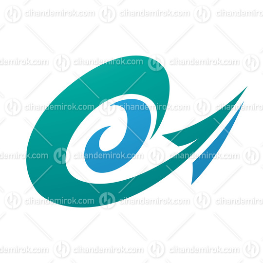 Hurricane Shaped Arrow in Persian Green and Blue Colors