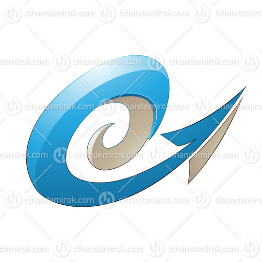 Hurricane Shaped Embossed Arrow in Blue and Beige Colors