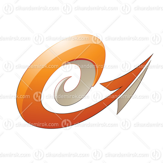 Hurricane Shaped Embossed Arrow in Orange and Beige Colors