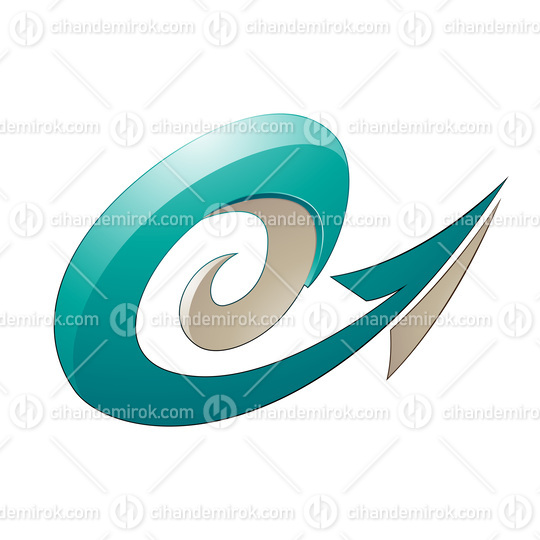 Hurricane Shaped Embossed Arrow in Persian Green and Beige Colors