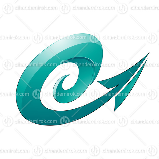 Hurricane Shaped Embossed Arrow in Persian Green Color