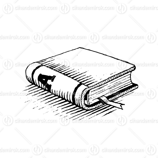 Ink Drawing of a Black Book Vector Illustration