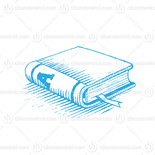 Ink Drawing of a Blue Book Vector Illustration