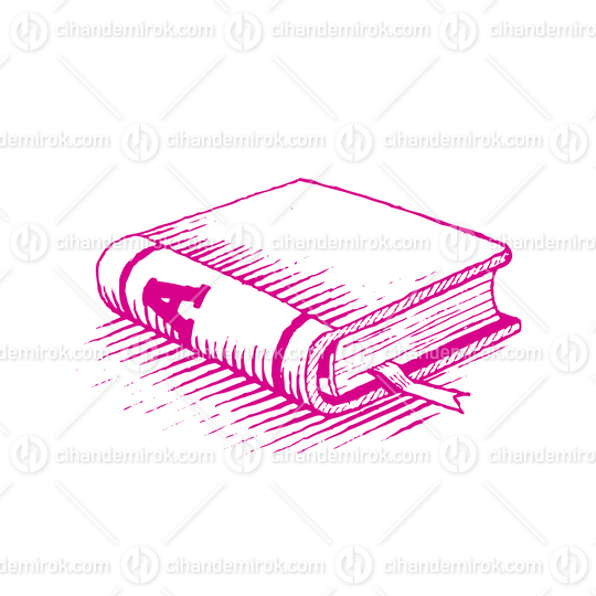 Ink Drawing of a Magenta Book Vector Illustration