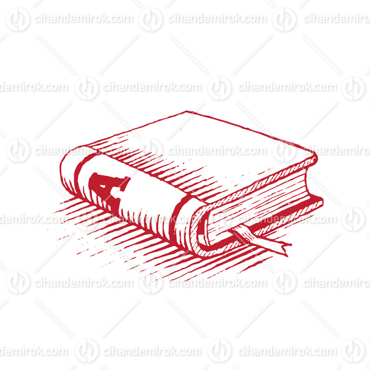 Ink Drawing of a Red Book Vector Illustration