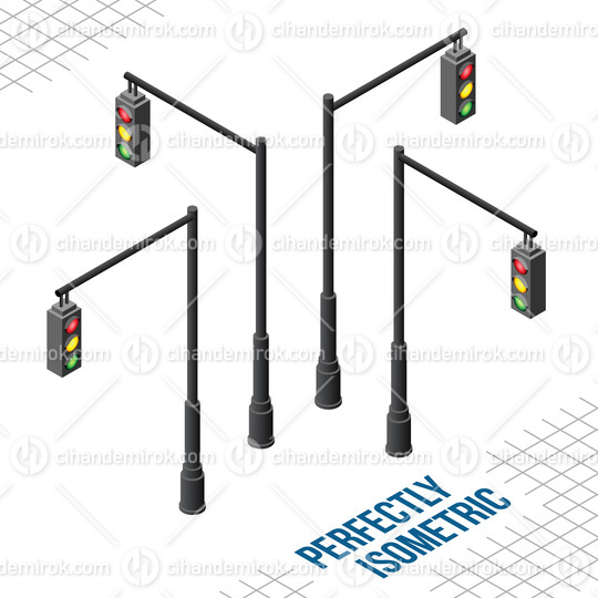 Isometric 4 Hanging Traffic Lights