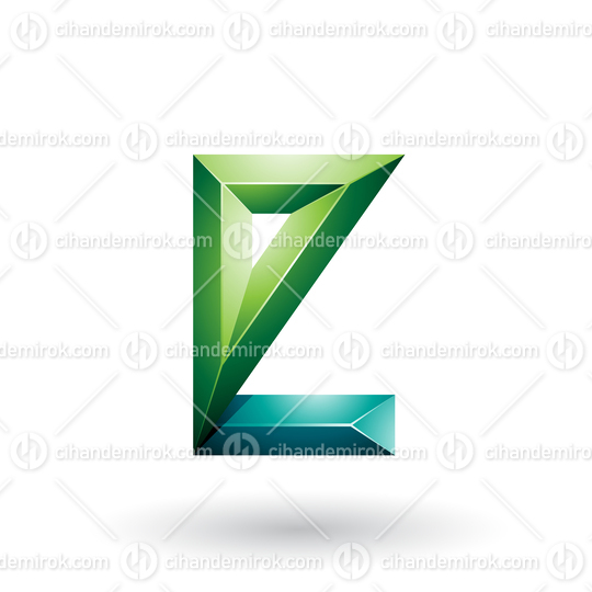 Light and Dark Green 3d Geometrical Embossed Letter E